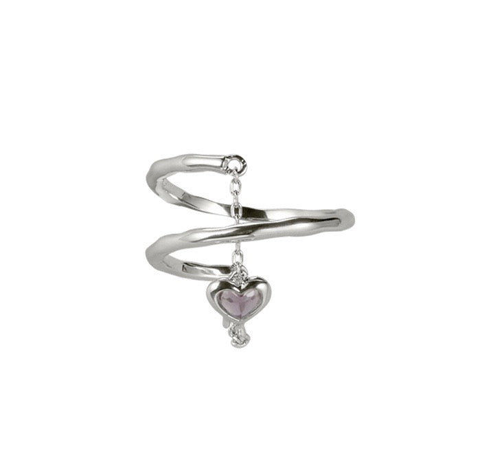 MOON WILD- Crystal Heart Charm Ring