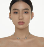 BOONEE-Crystal Cluster Silver Chain Necklace