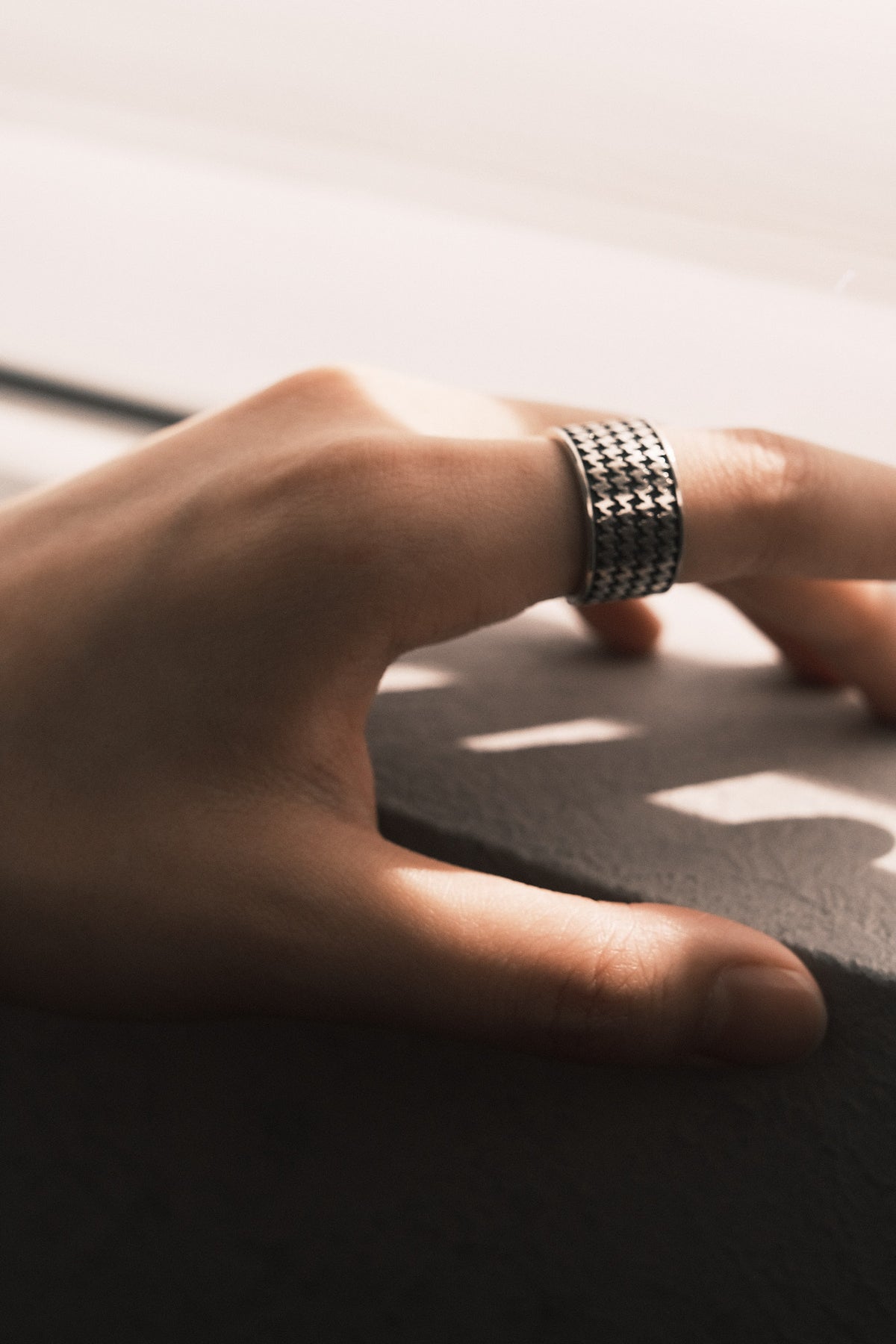 SERIOUSLY NEW-Ebony Houndstooth Ring