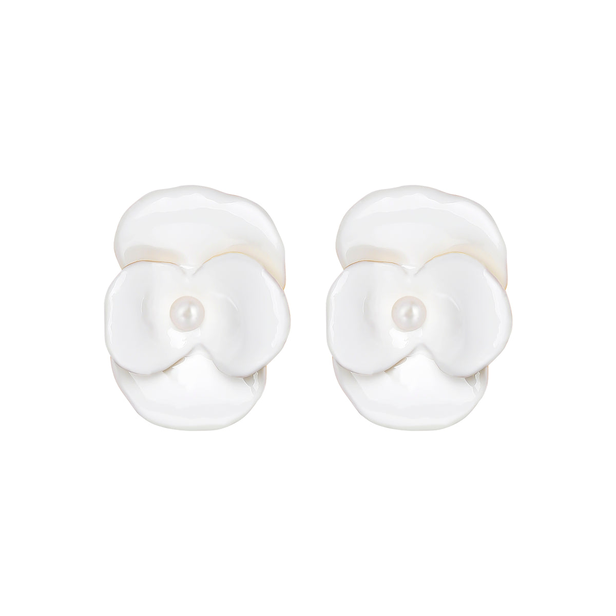 daartemis-Delicate Corn Poppy Petite Earrings – White