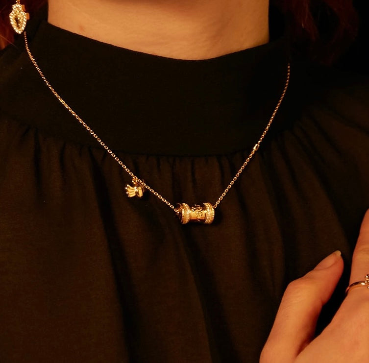 CIGALONG-Golden Wheel of Time Necklace