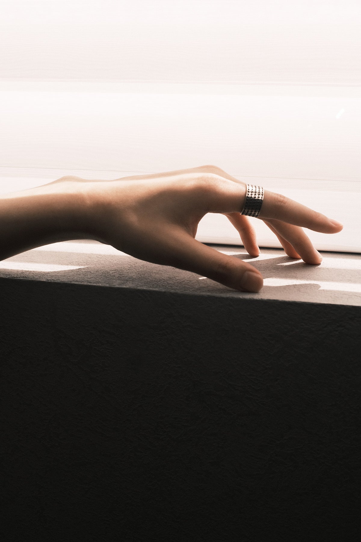 SERIOUSLY NEW-Ebony Houndstooth Ring