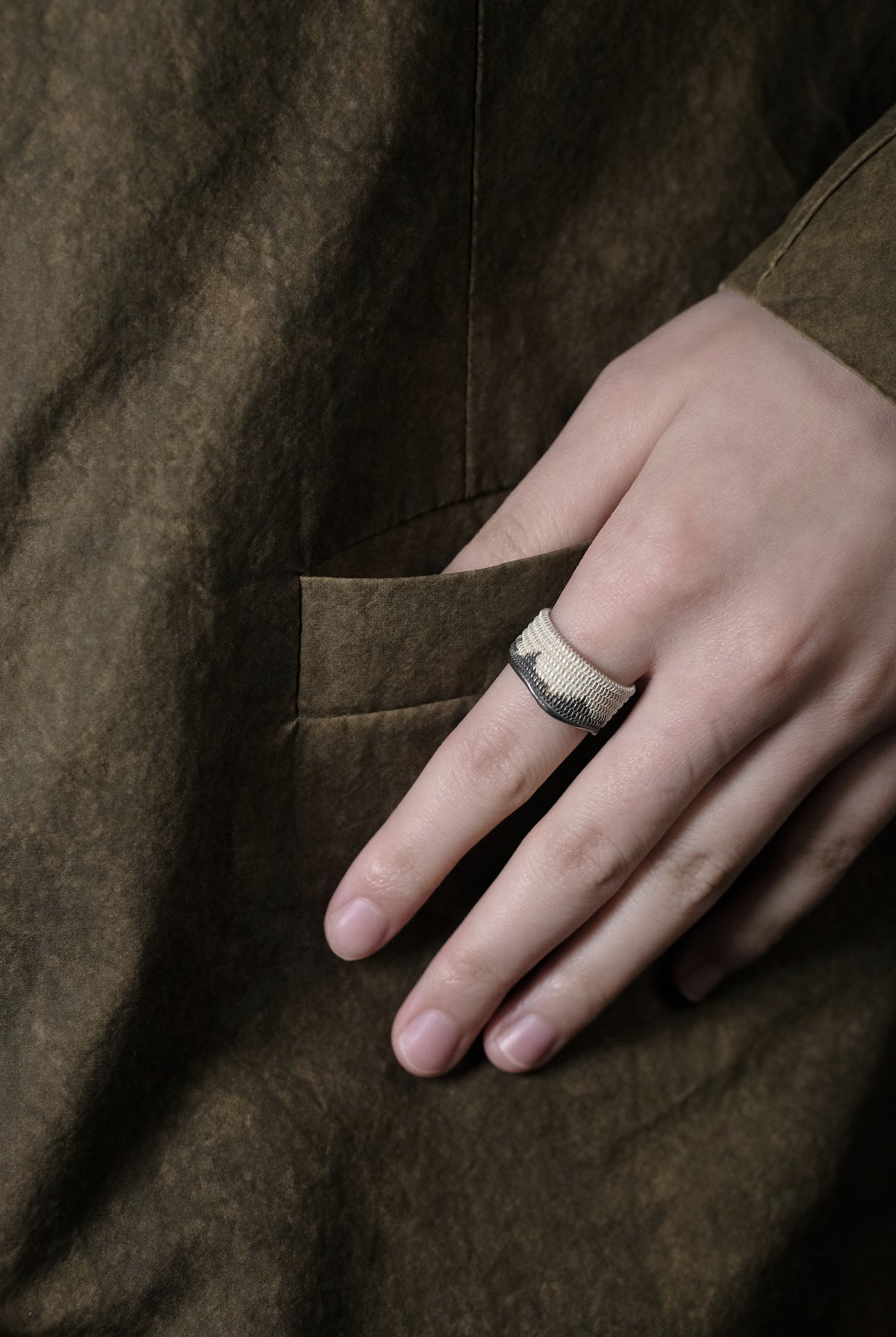 SERIOUSLY NEW-Slim Fabric Texture Ring