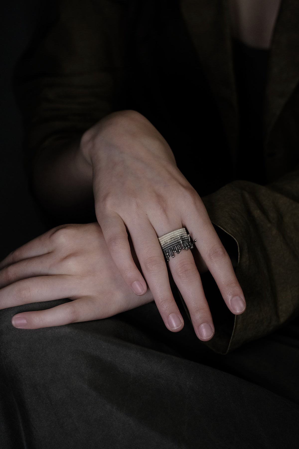 SERIOUSLY NEW-Fringe Texture Adjustable Ring