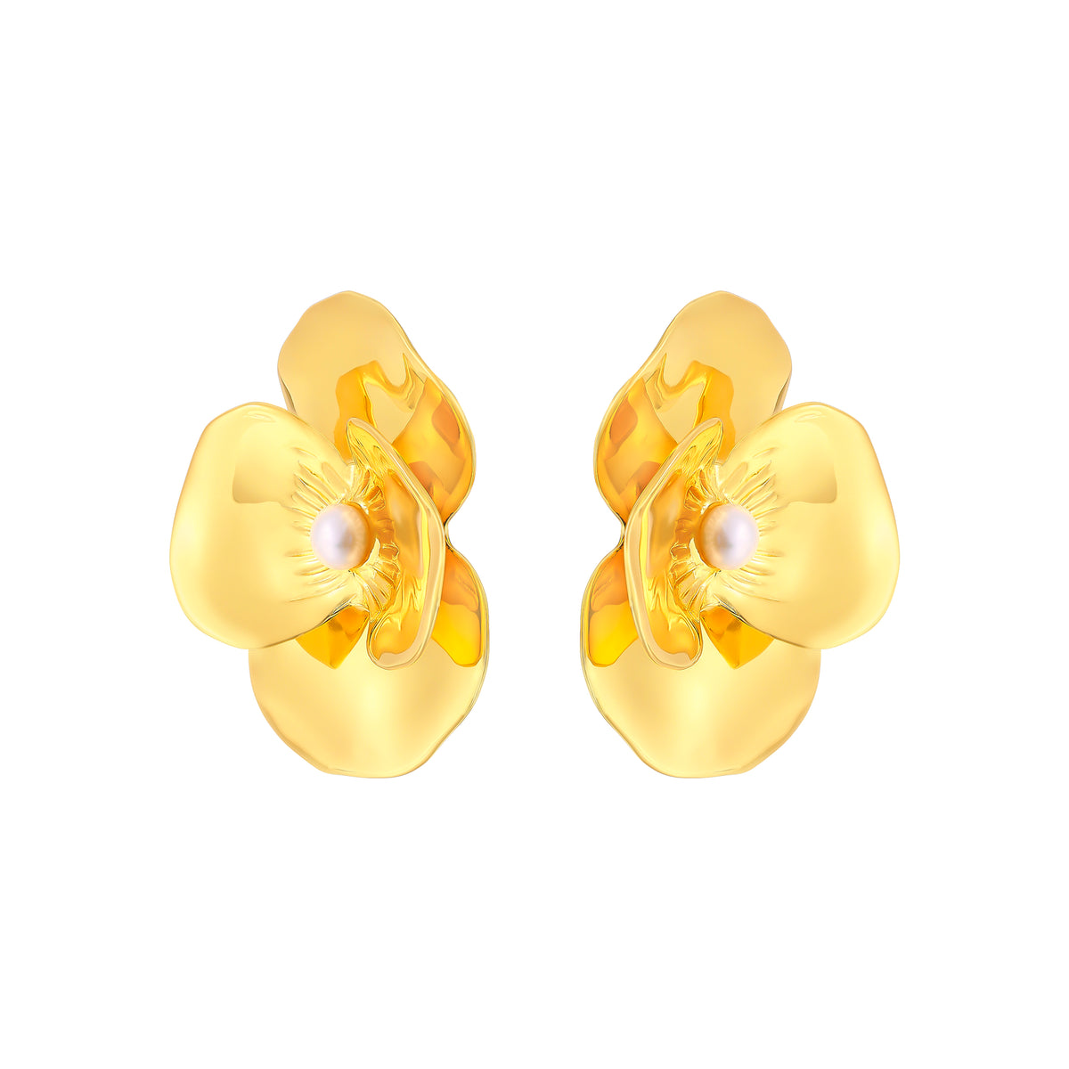 daartemis-Gold Corn Poppy Statement Earrings