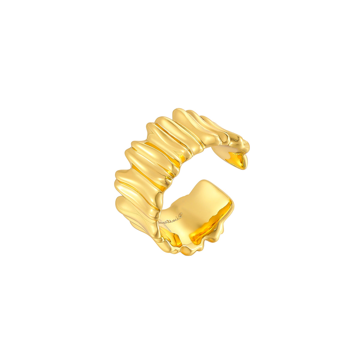 daartemis-Textured Gold Fold Ring