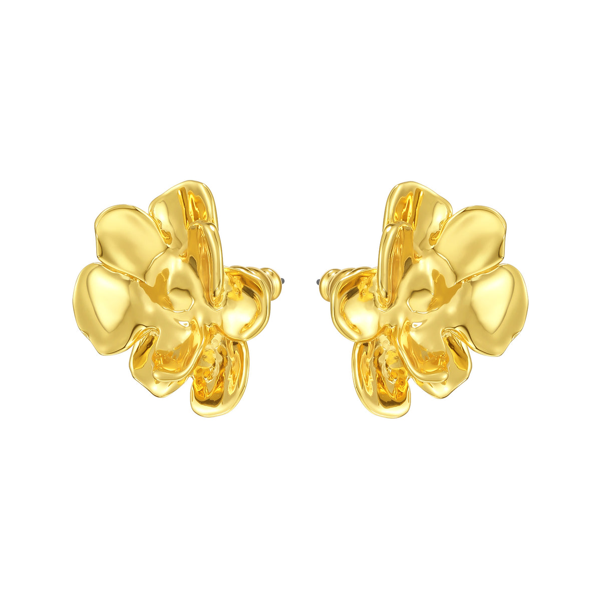 daartemis-Golden Camellia Petal Stud Earrings