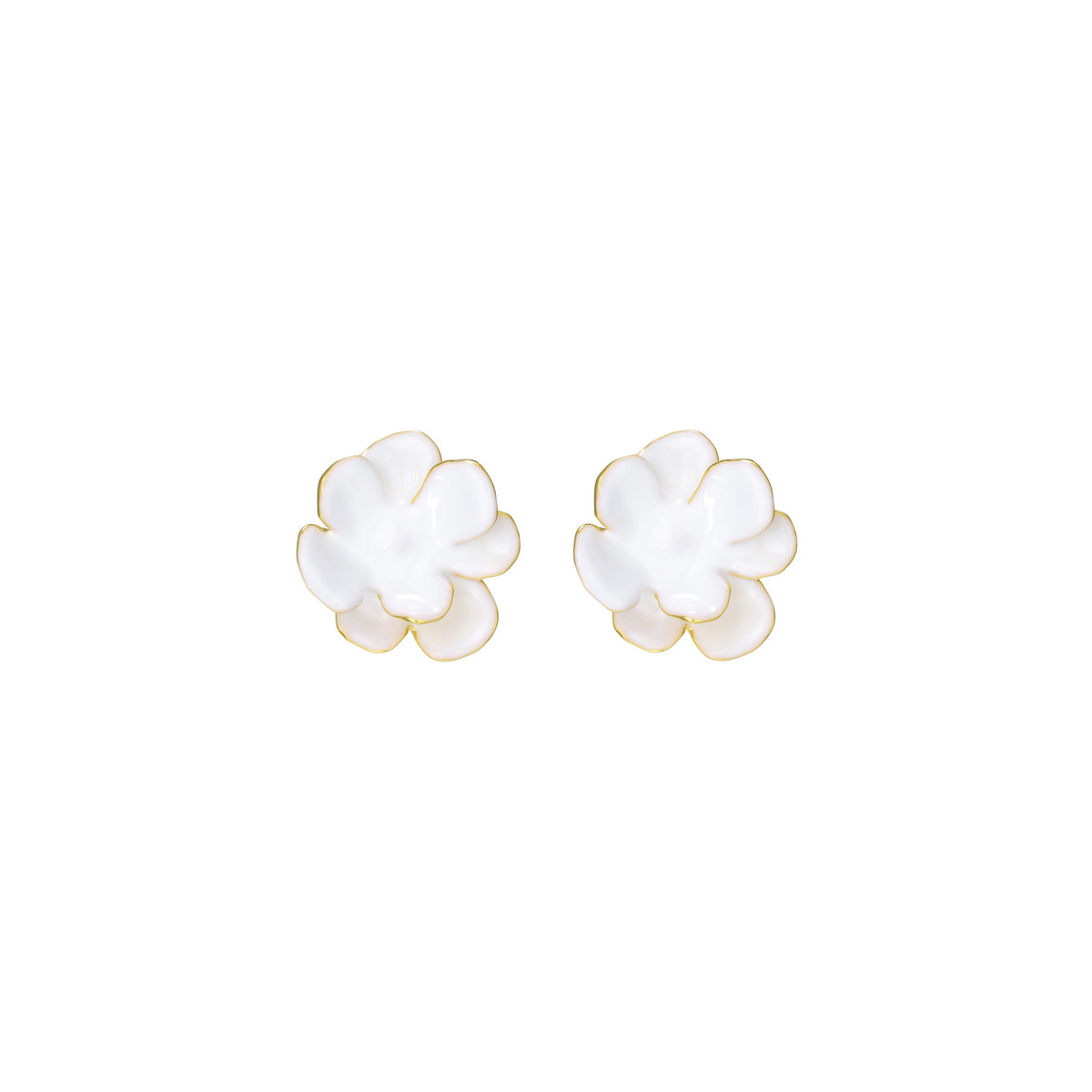 daartemis-White Petal Camellia Studs