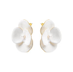 daartemis-Lustrous Corn Poppy Statement Earrings – White