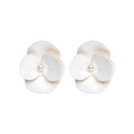 daartemis-Lustrous Corn Poppy Statement Earrings – White