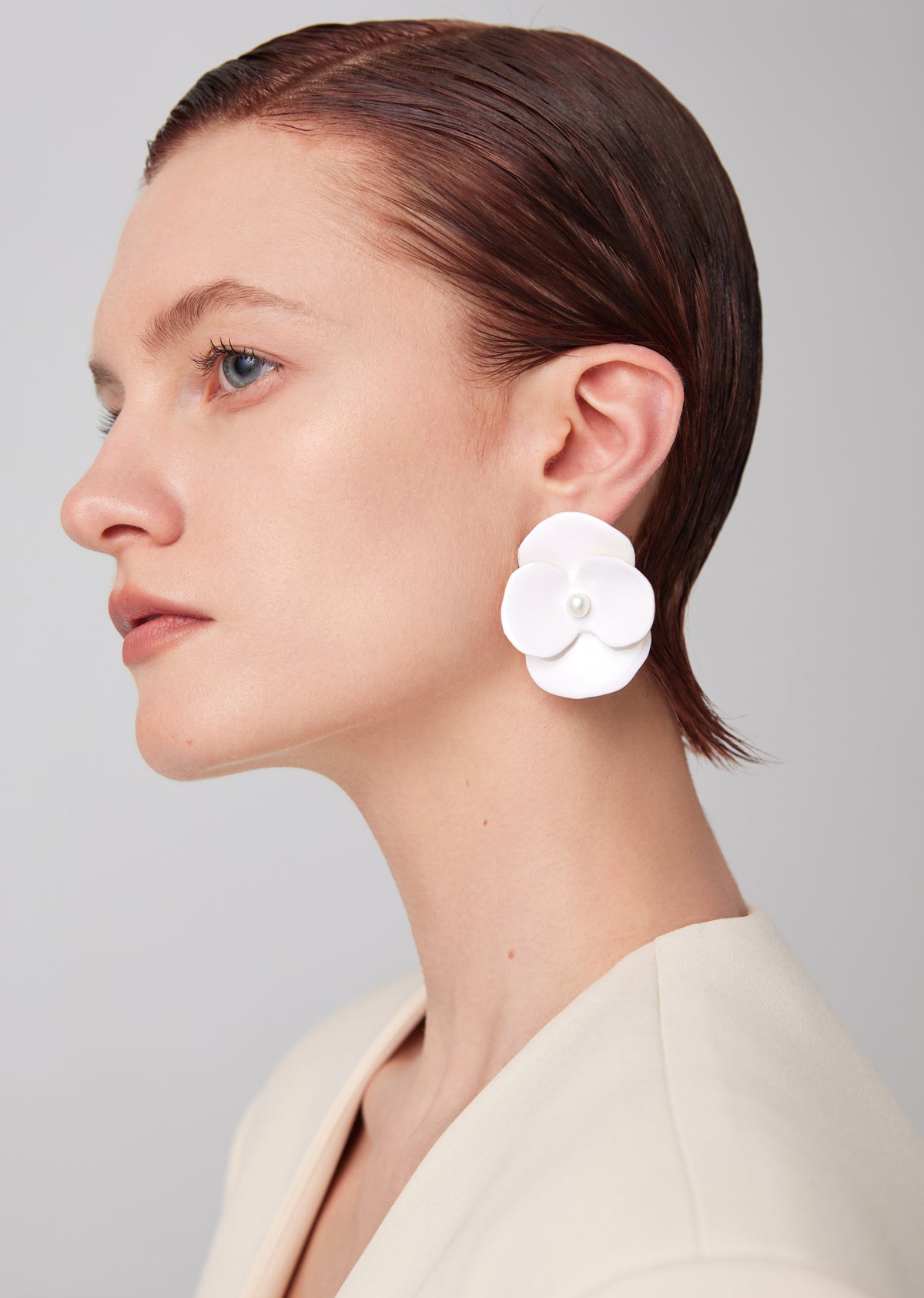 daartemis-Lustrous Corn Poppy Statement Earrings – White
