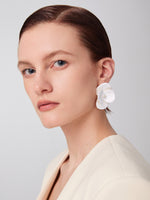 daartemis-Lustrous Corn Poppy Statement Earrings – White