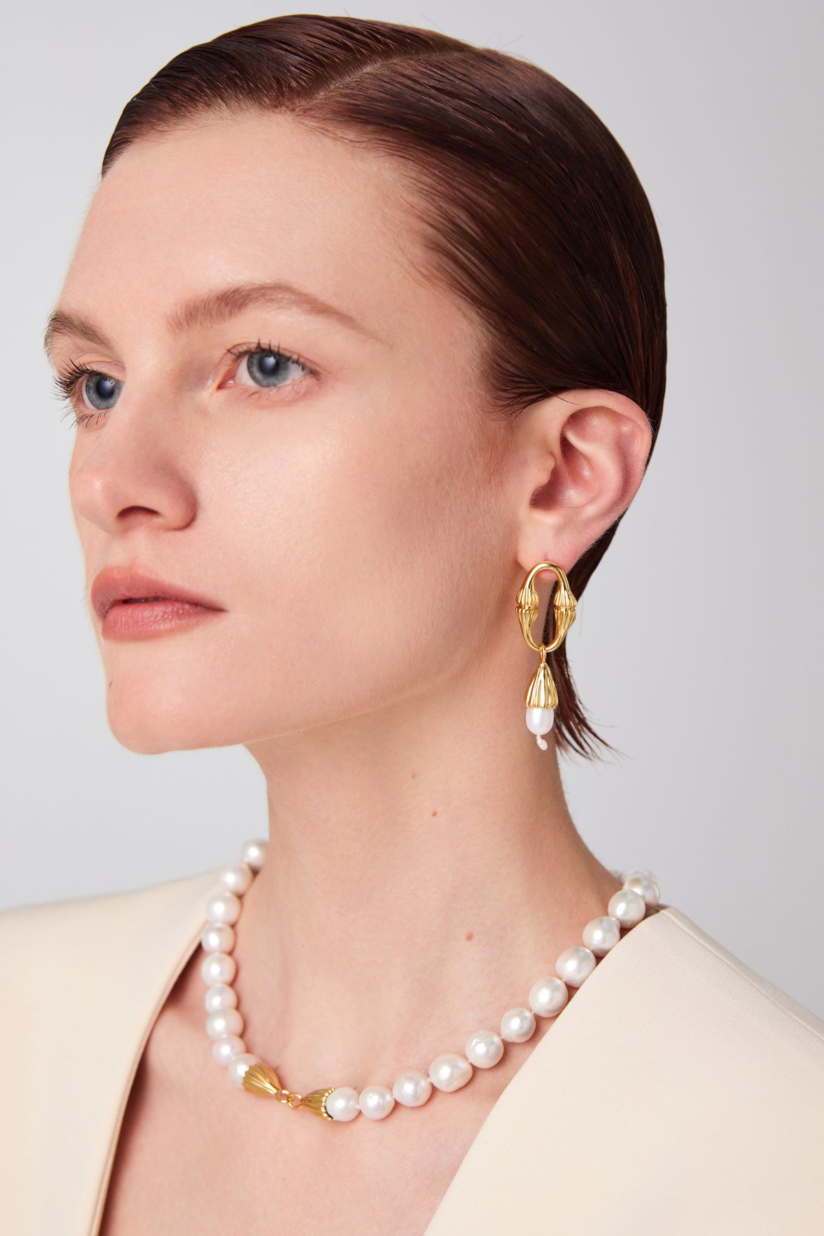 daartemis-Ripple Pearl Drop Earrings