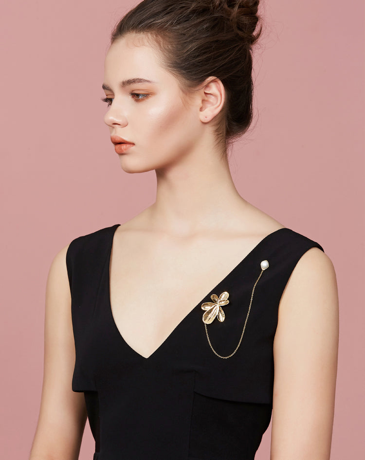 daartemis-Golden Bloom Versatile Pearl Brooch