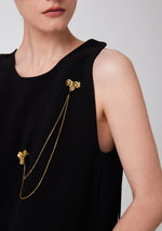 daartemis-Golden Rose Chain Brooch