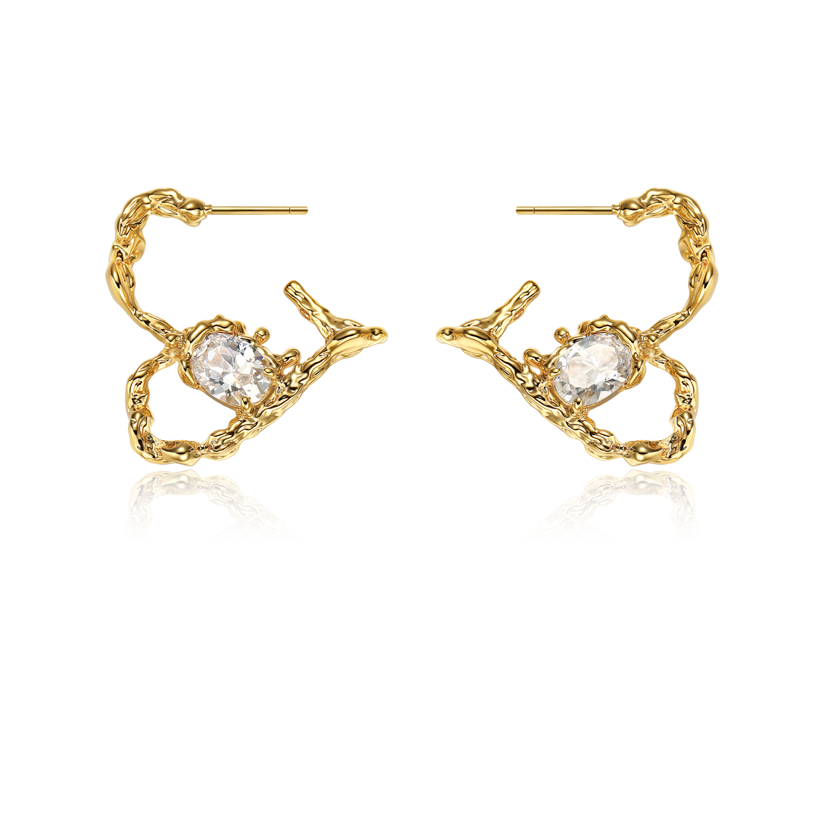 BOONEE-Molten Heart Stud Earrings