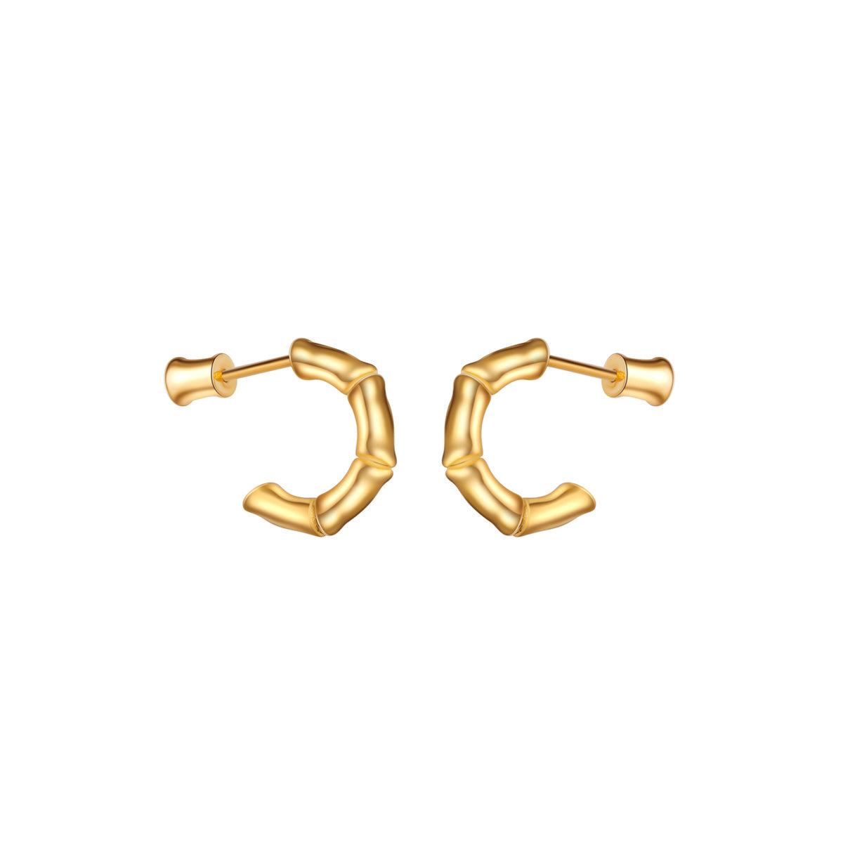 CIGALONG-Golden Bamboo Curve Studs