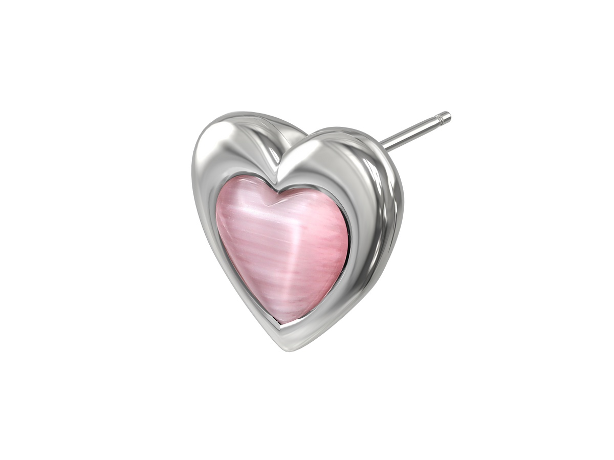 BOONEE-Pink Cat's Eye Heart Stud Earrings