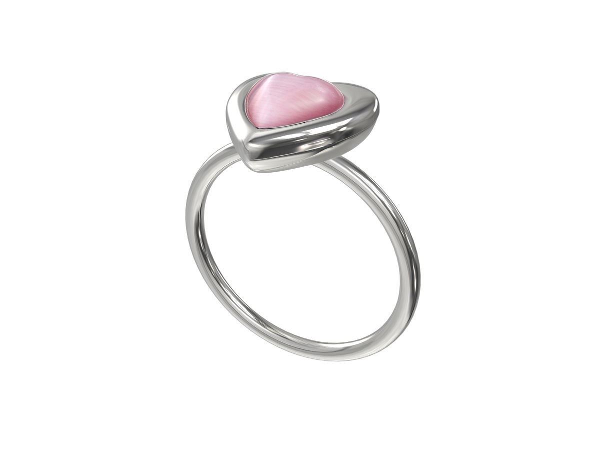 BOONEE-Pink Cat's Eye Heart Ring