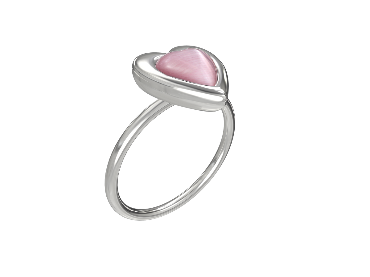 BOONEE-Pink Cat's Eye Heart Ring