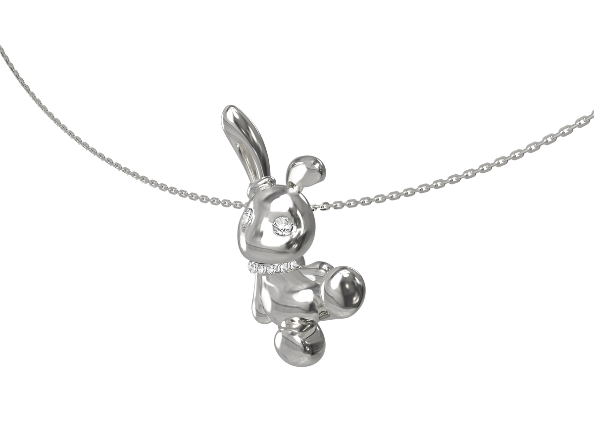 BOONEE-Silver Bunny Pendant Necklace