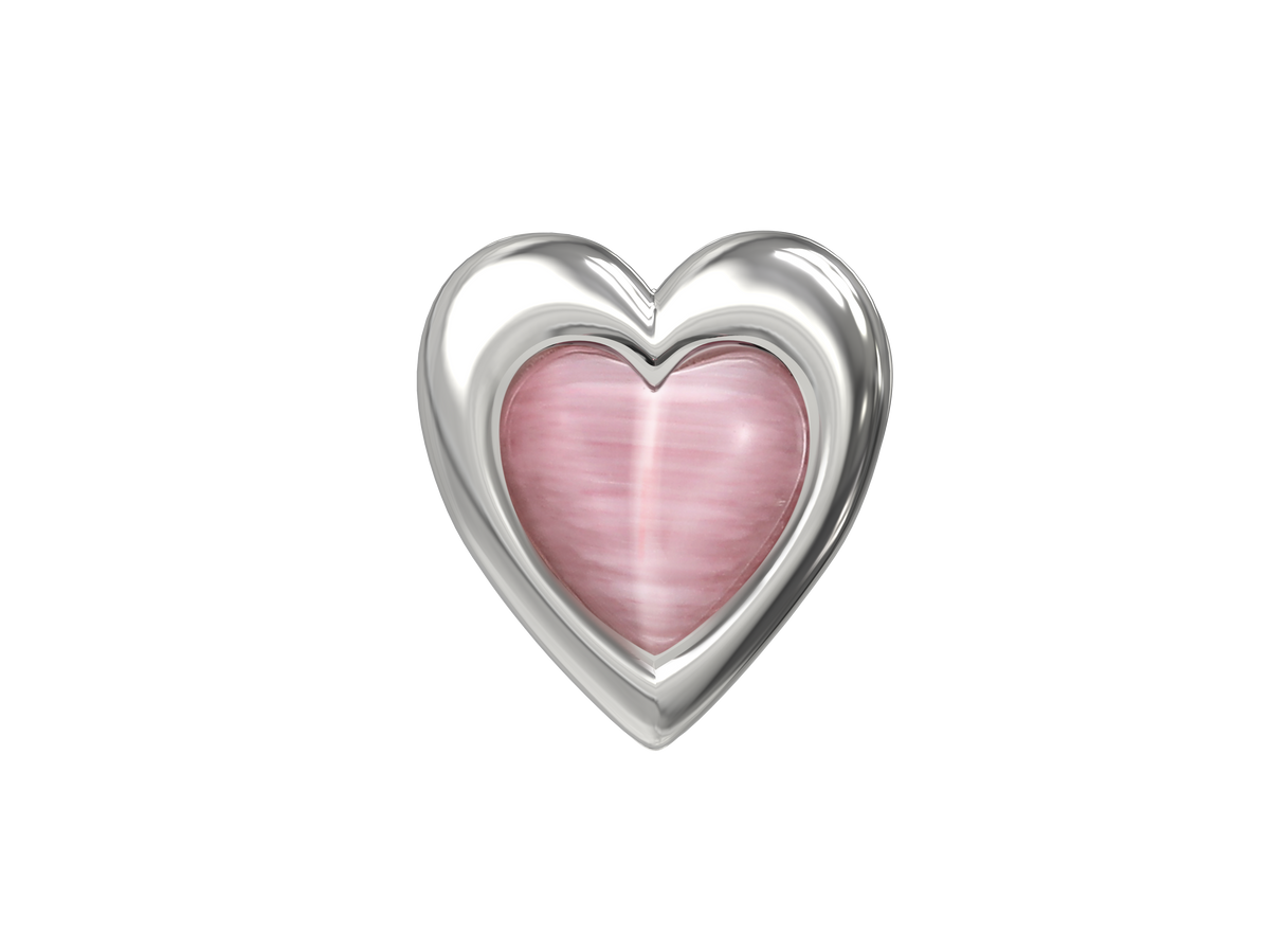 BOONEE-Pink Cat's Eye Heart Stud Earrings