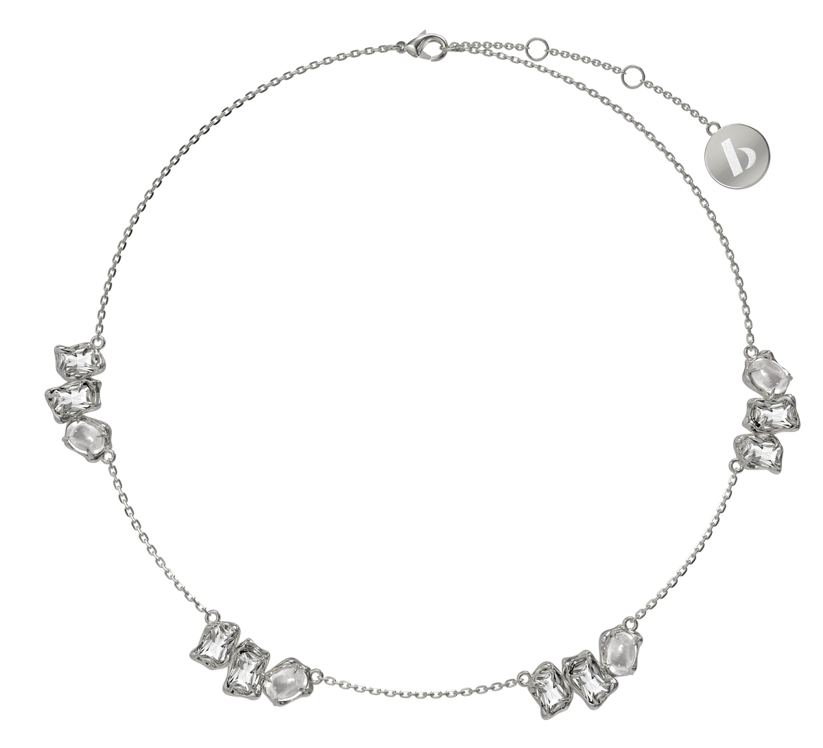 BOONEE-Crystal Cluster Silver Chain Necklace