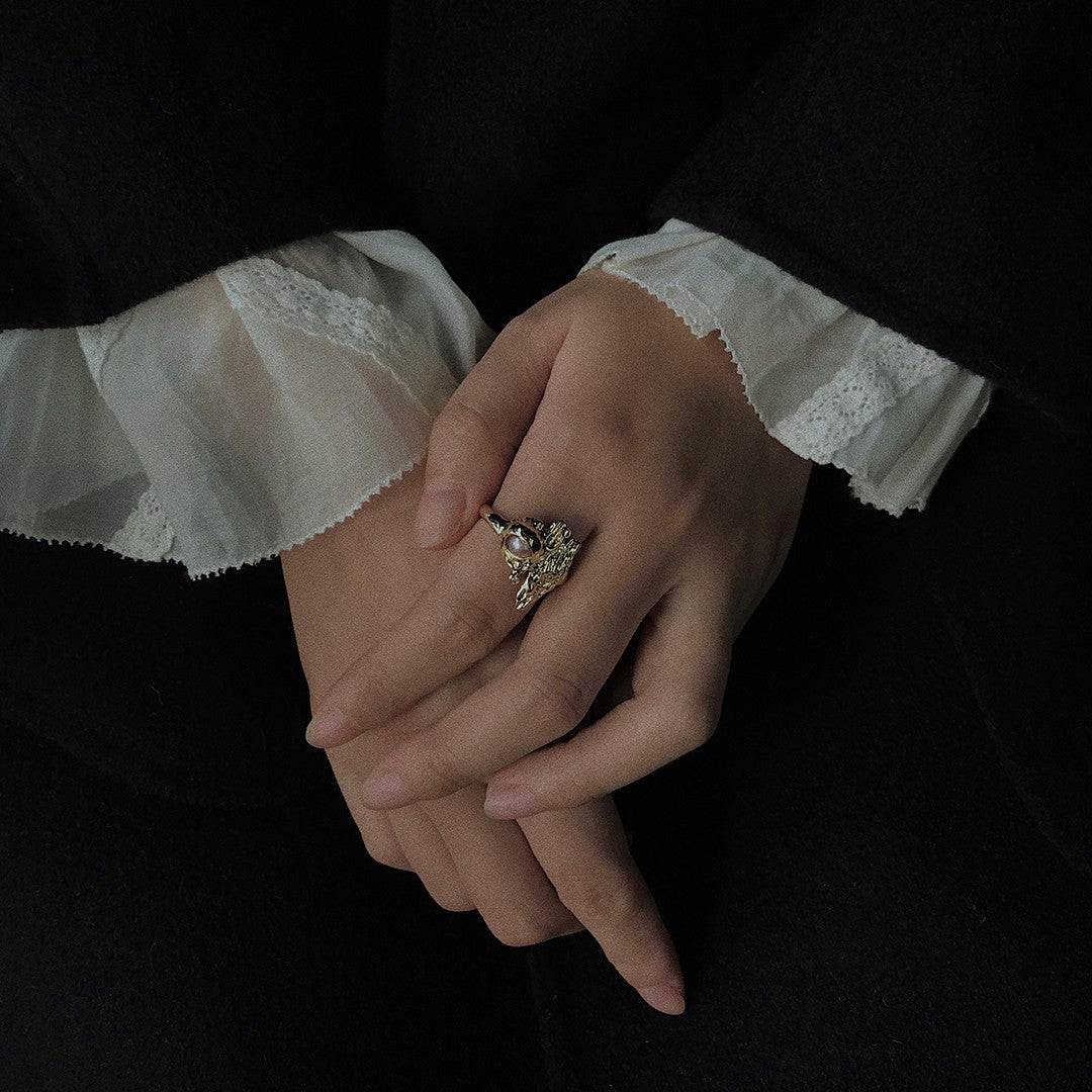 MOON WILD-Moon Dewdrop Pearl Ring
