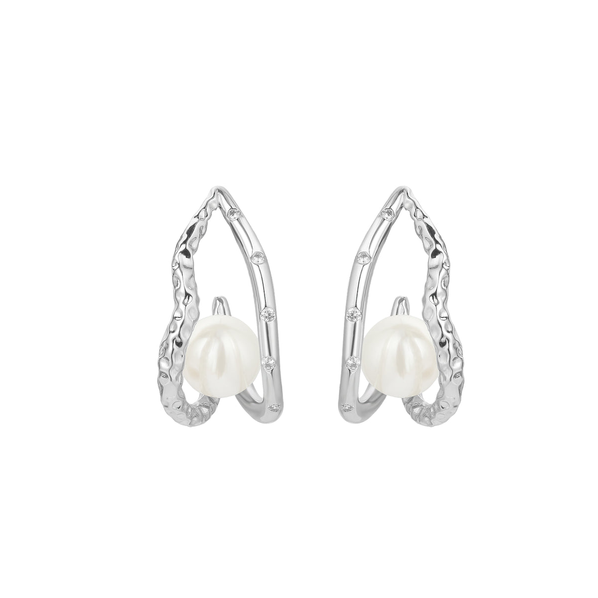 CIGALONG-Ripple Pearl Hoop Earrings