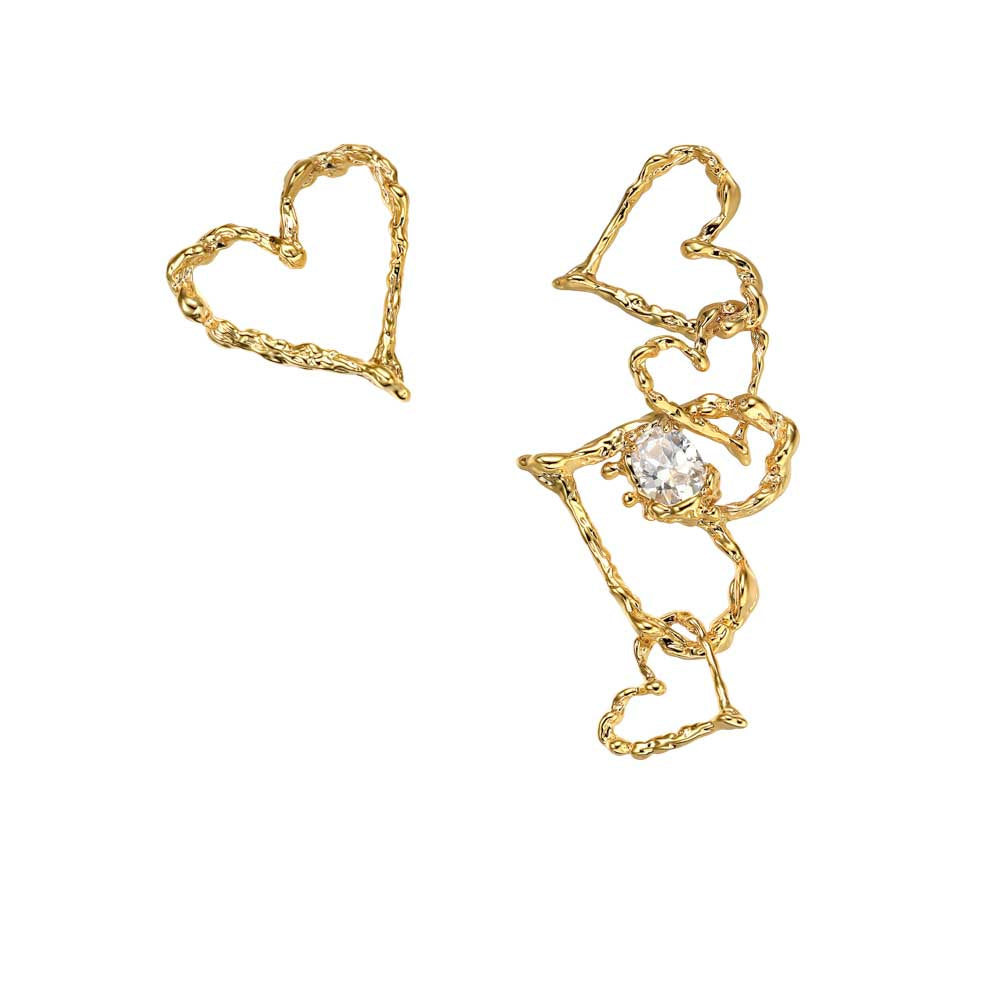 BOONEE-Golden Lava Heart Earrings