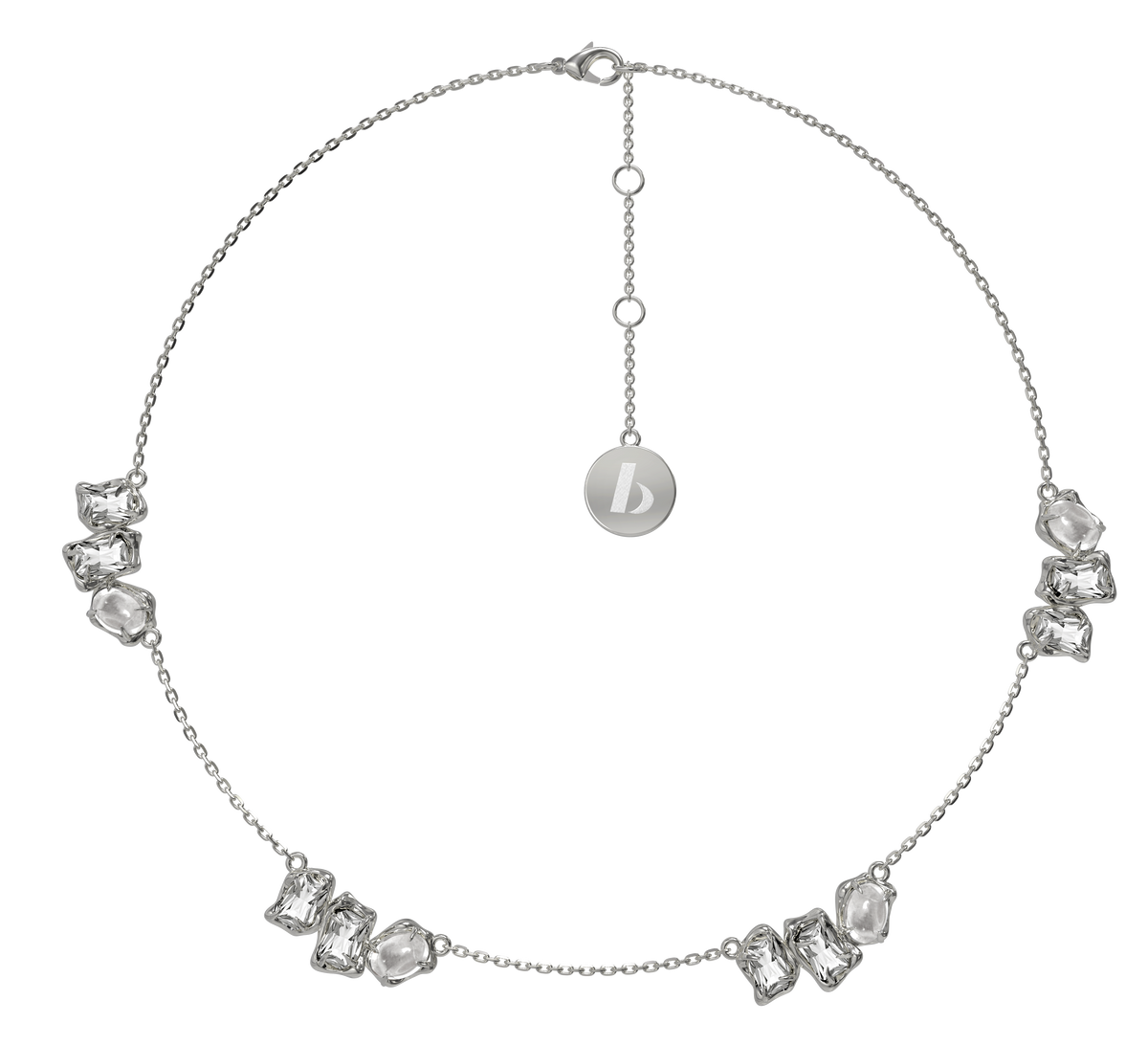 BOONEE-Crystal Cluster Silver Chain Necklace