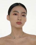 BOONEE-Crystal Cluster Silver Chain Necklace