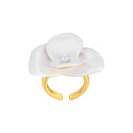 daartemis-White Bloom Adjustable Ring