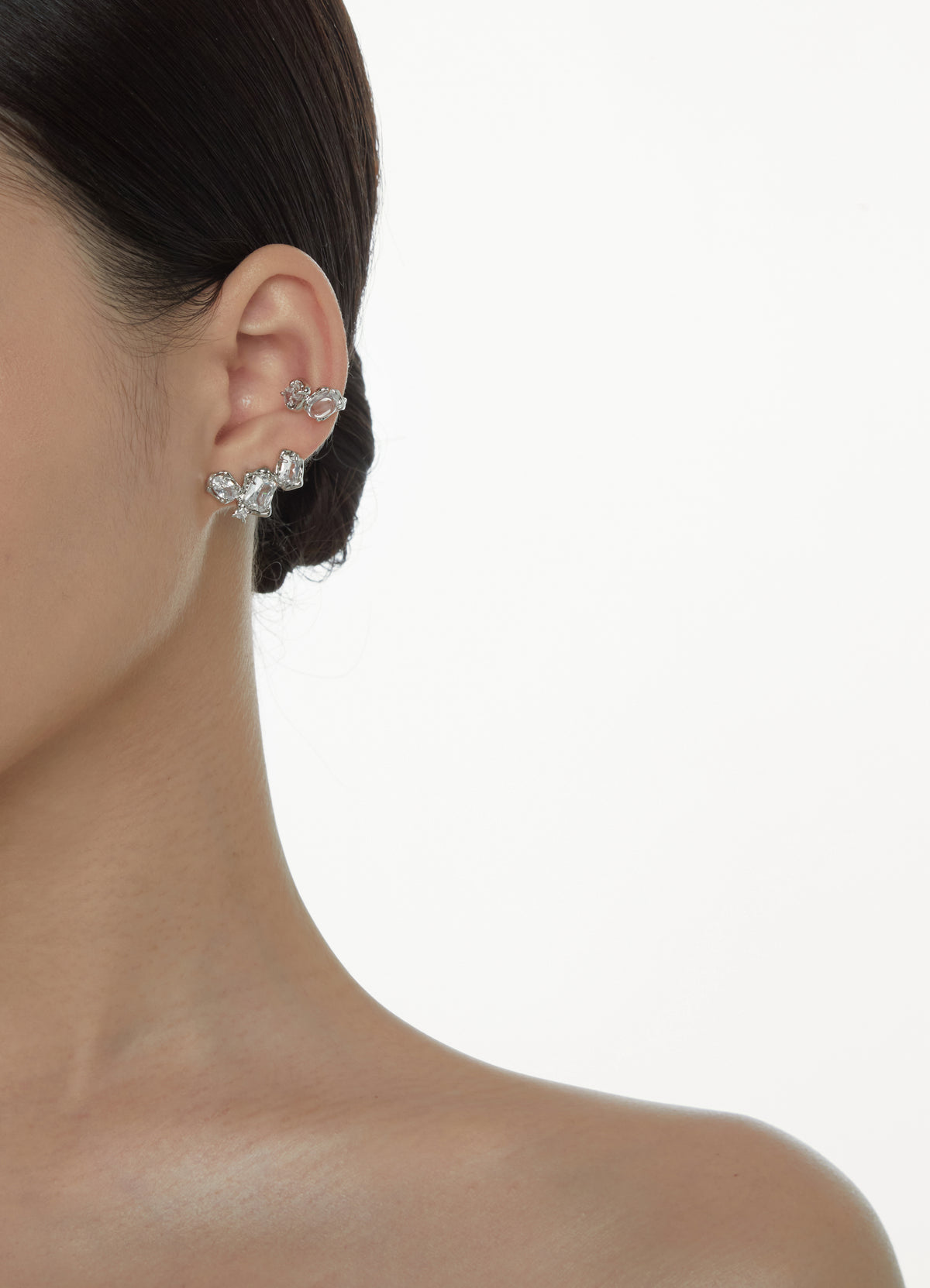 BOONEE-Enchanted Realm Collection, Oval Zircon and Clear Bead Ear Cuff