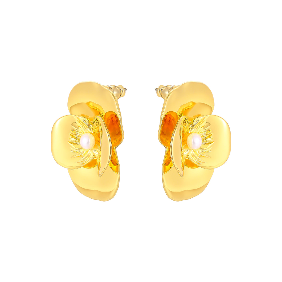 daartemis-Corn Poppy Collection - Corn Poppy Small Flower Earrings - Gold