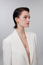 daartemis-Golden Camellia Petal Stud Earrings