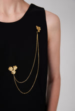 daartemis-Golden Rose Chain Brooch
