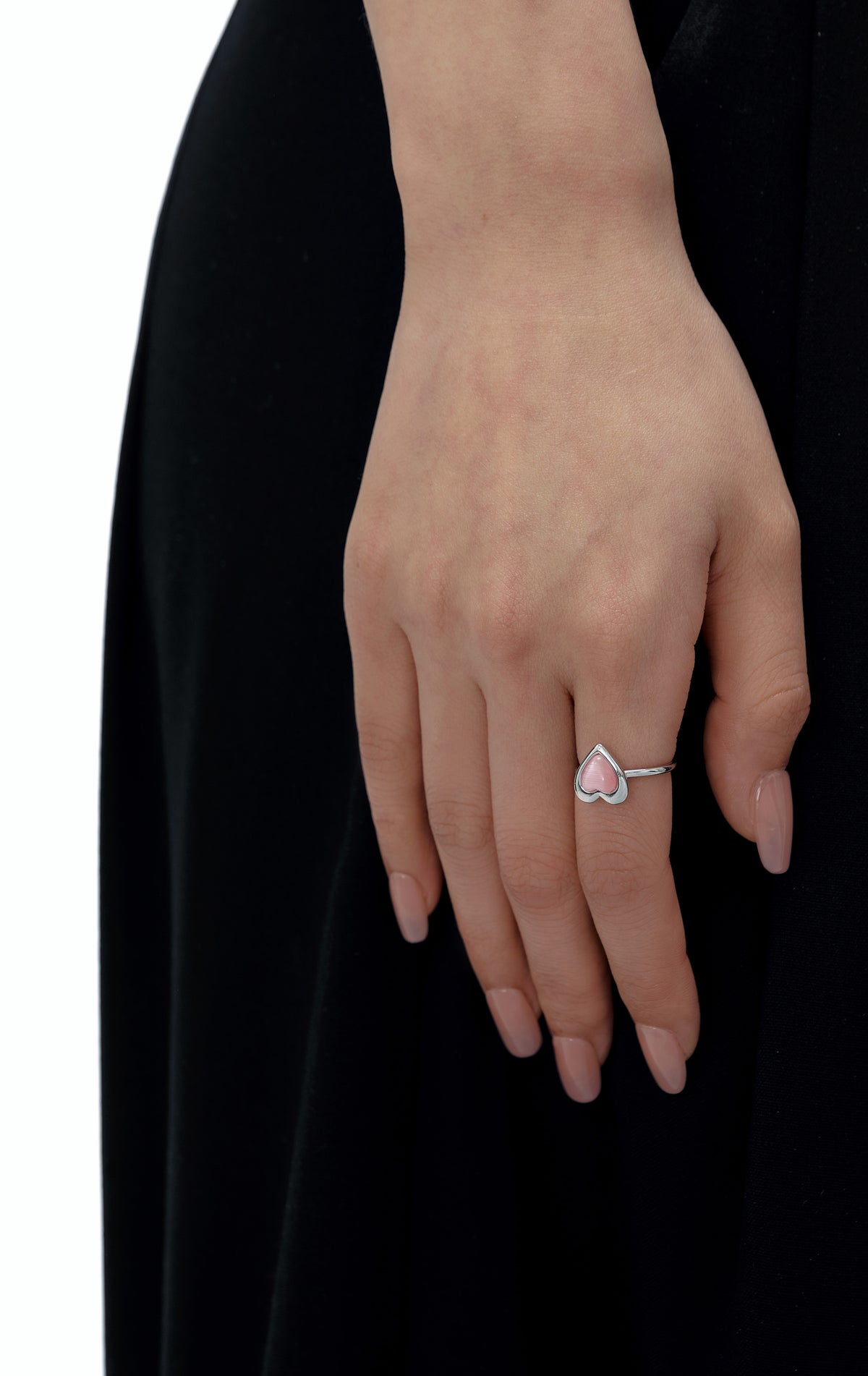 BOONEE-Balanced Relationship Collection, Peach Heart Cat's Eye Stone Ring