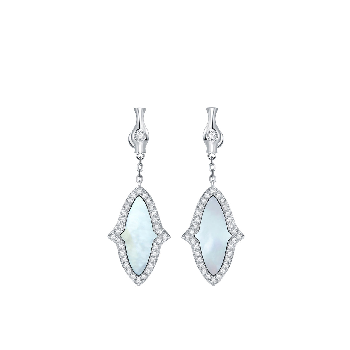 CIGALONG-"Dreamlike Stroll in the Garden Series" Diamond-shaped Window Willow Leaf Vase Earrings