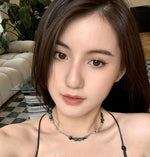 BOONEE-Green Wave Bead Link Necklace