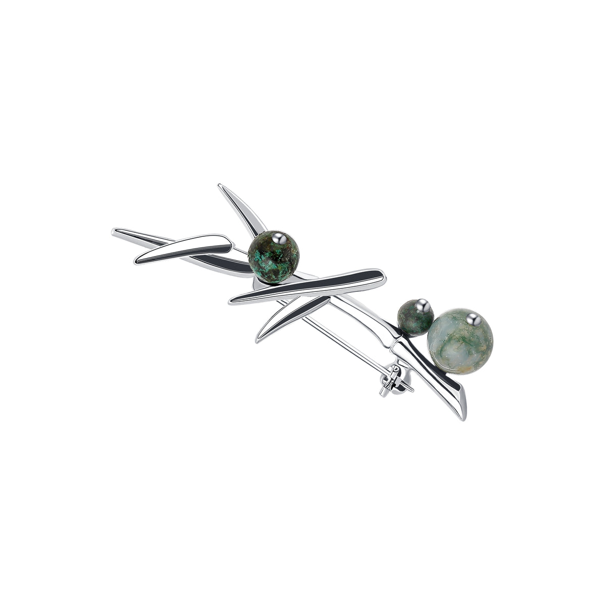 CIGALONG-"Bamboo Leaf Series" Bamboo Leaf Green Bead Brooch