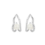 CIGALONG-Ripple Pearl Hoop Earrings